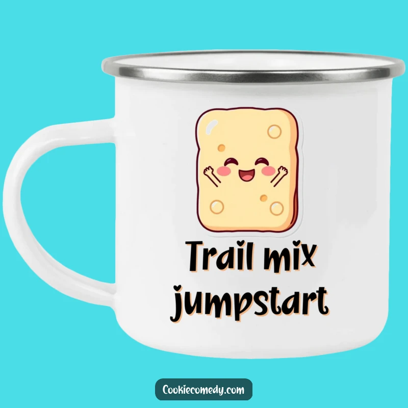 Funny Biscuit Camping Mug: Enjoy Outdoors with a Happy Character, Rugged Funny Gift