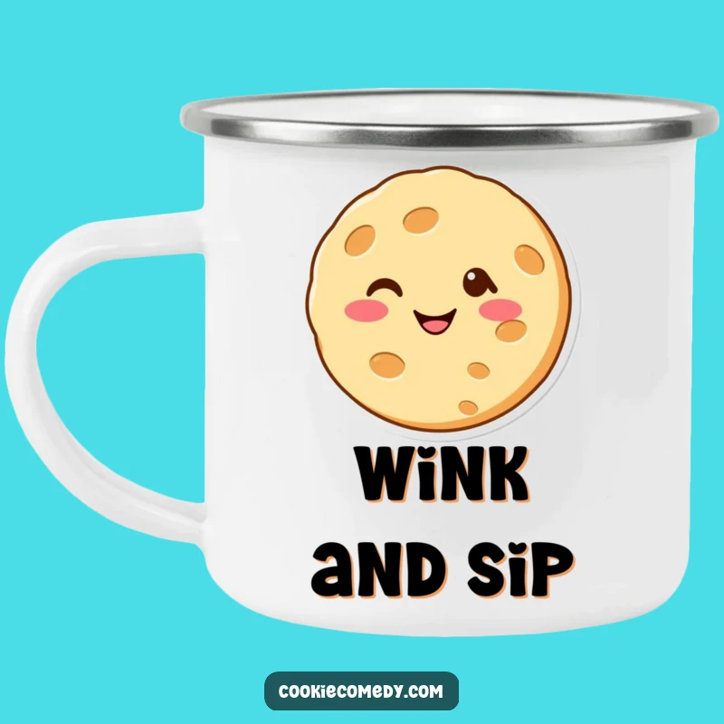 Funny Winking Cookie Camping Mug: Cheerful Adventures and Durable Humor