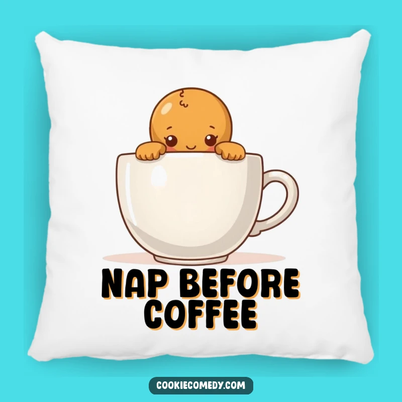 Funny Shy Gingerbread Pillow: Cozy Comfort with Coffee, Soft Funny Gift