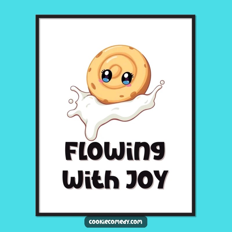 Funny Swirl Cookie Digital Art: Milk Slide Fun Print, Instant Funny Gift Download