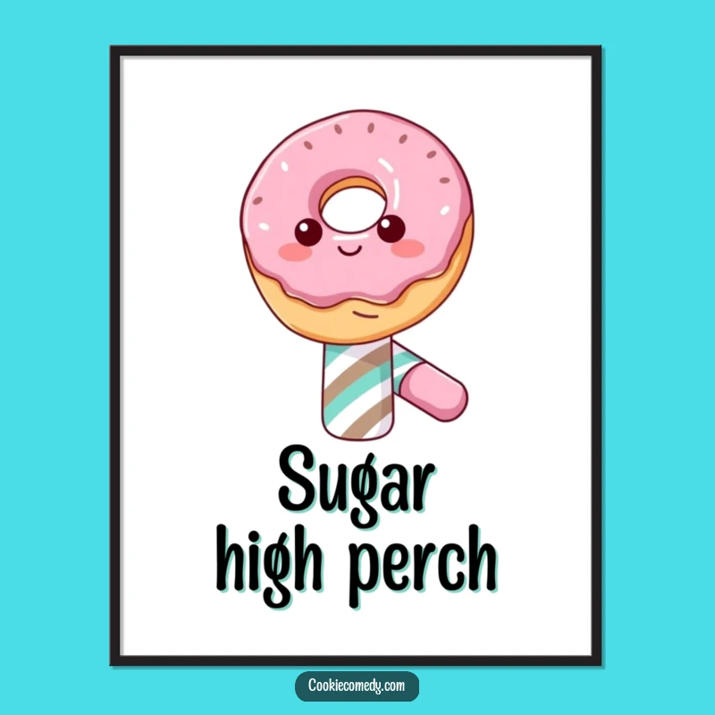 Funny Donut Candy Cane Digital Art: Sweet Balance Print, Instant Funny Gift Download
