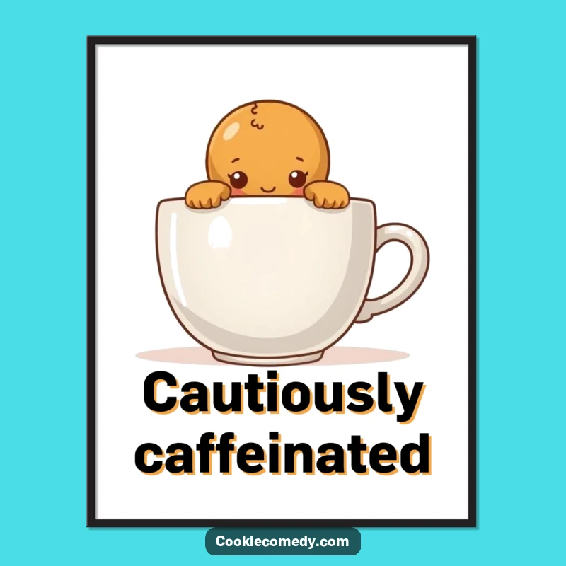 Funny Shy Gingerbread Poster: Whimsical Coffee Art, Perfect Funny Gift for Walls