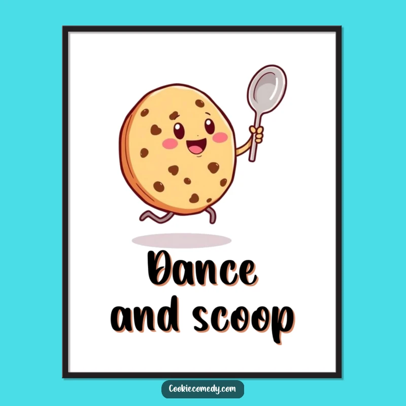 Funny Dancing Spoon Cookie Poster: Rhythmic Wall Art & Joyful Decor