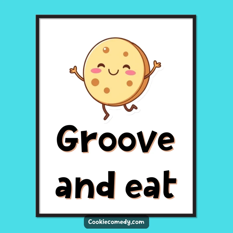 Funny Cookie Dance Art Print - Round Character Decor Gift