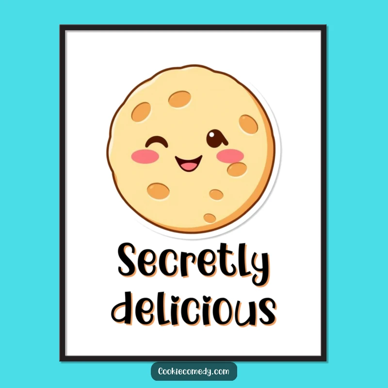 Funny Winking Cookie Poster: Cheerful Wall Art and Humorous Character Decor