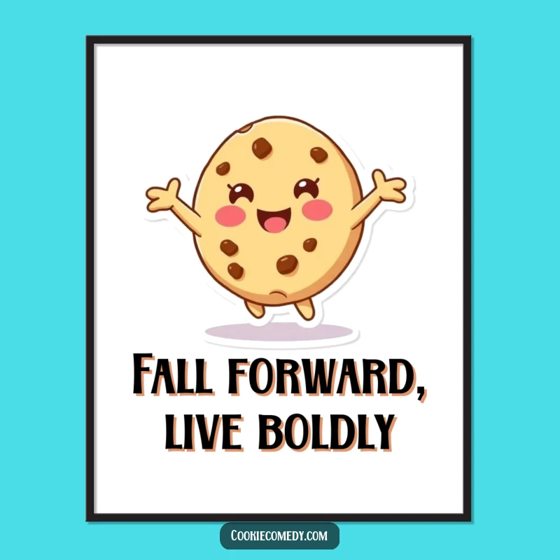 Free Printable Wall Art: Tumbling Cookie Character, Energetic & Funny Downloadable Decor for a Playful Space