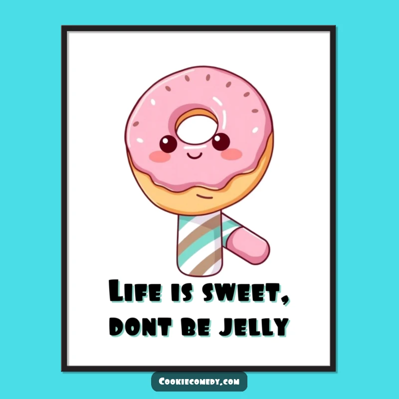 Free Printable Wall Art: Donut Balancing on Candy Cane - Funny Downloadable Art