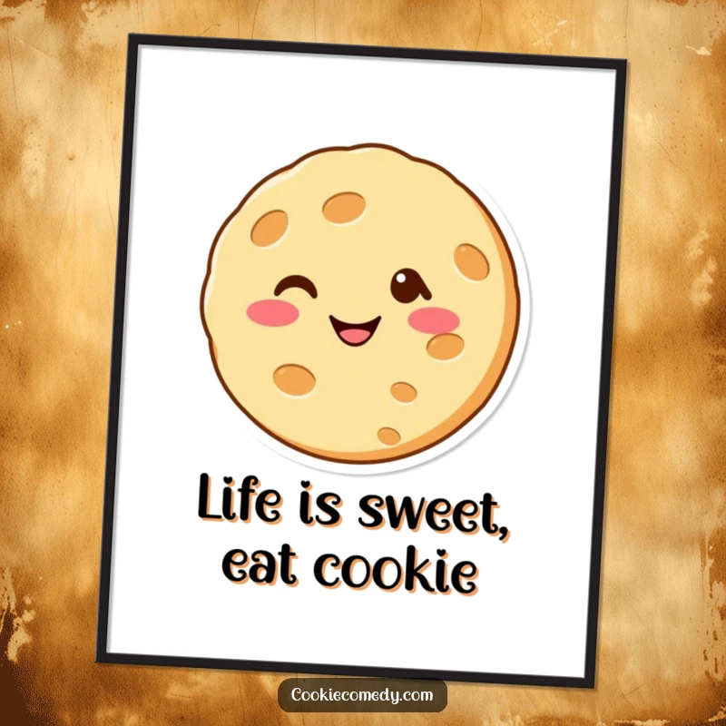 Funny Free Printable Wall Art: Cheerful Cookie Winks Naughtily, a Whimsical Downloadable Decor Piece for Playful Interiors