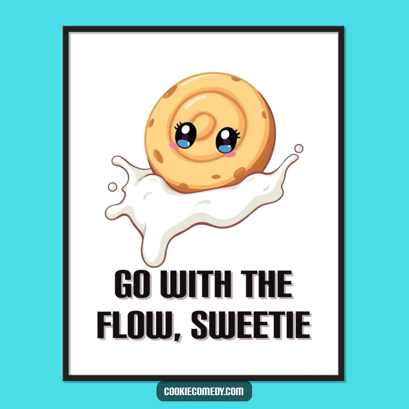 Free Printable Wall Art: Swirly Cookie Milk Slide - Funny Downloadable Art for Your Home