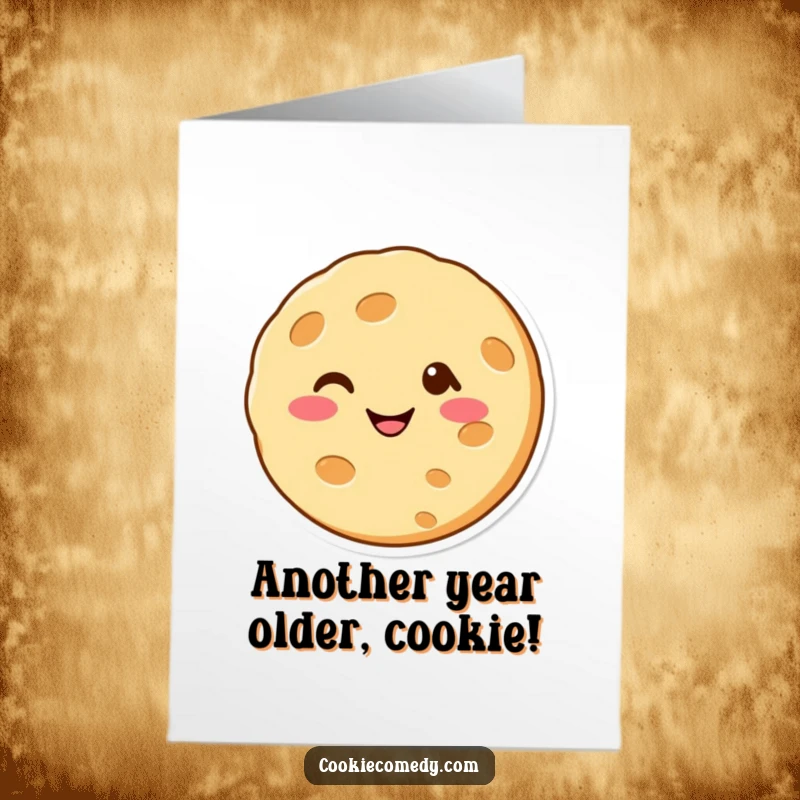 Funny Free Printable Birthday Card: Cheerful Cookie Winks Playfully, a Deliciously Humorous Design for Any Party