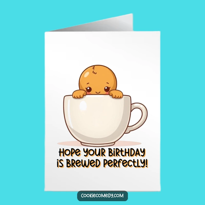 Free Printable Birthday Gingerbread Card - Shy Coffee Peek Funny Downloadable Greeting