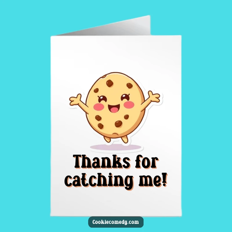 Free Printable Thank You Card: Tumbling Cookie Character, Whimsical Humorous Downloadable Gratitude Gift